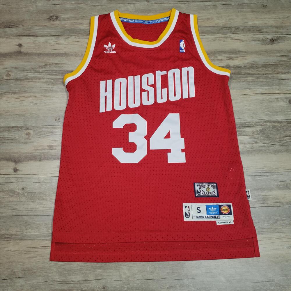 Houston Rockets Jersey Mens Small Red NBA Basketball Hakeem Olajuwon 34 Adidas